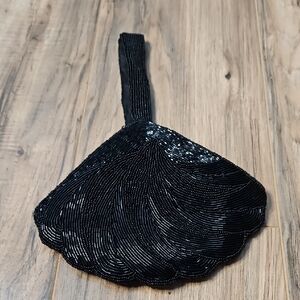 La Regale Women's Vintage Black Beaded Evening Bag